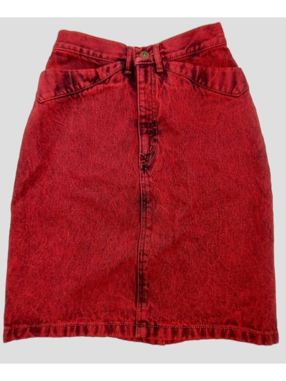 Pasta Women's Juniors Size 7 Denim Skirt Pencil Red Y2k Length 20" A Line